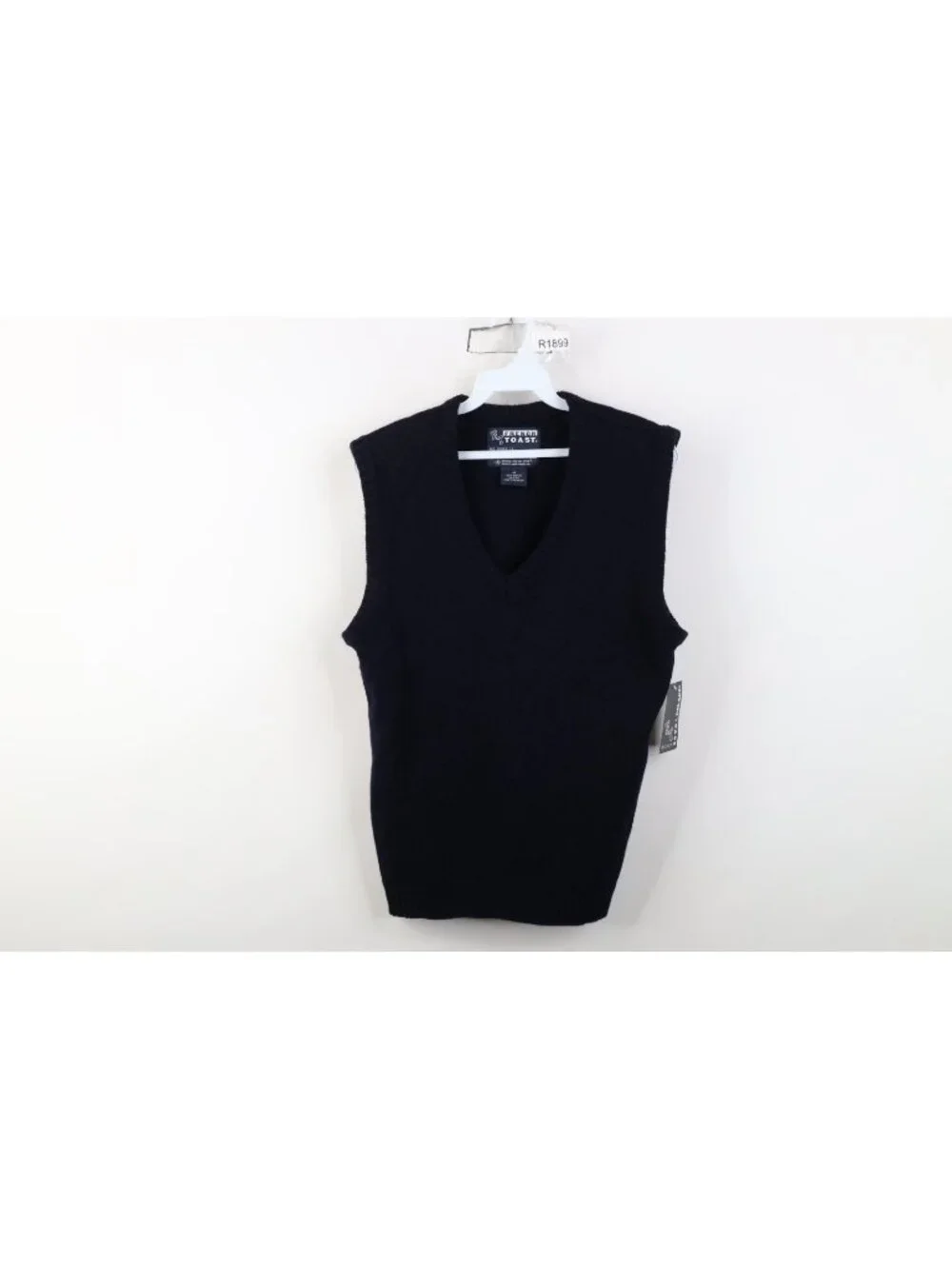 Deadstock Vtg Boys 18 Blank School Uniform Knit V-Neck Sweater Vest Navy Blue